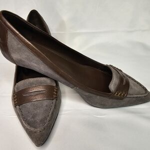 Ralph Lauren Edeena Grey Leather Suede Pumps Size 8